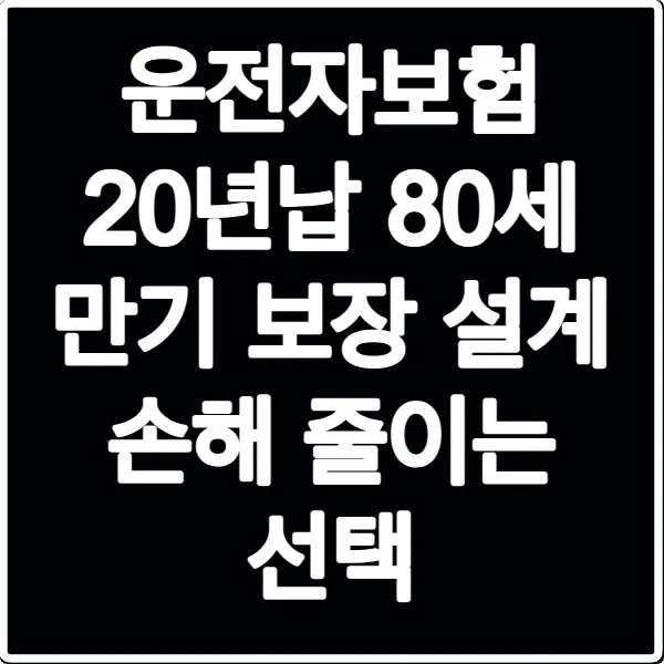 운전자보험 20년납 80세 만기 보장 설계 손해 줄이는 선택