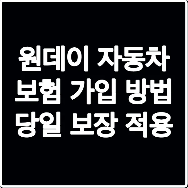 원데이 자동차 보험 가입 방법 당일 보장 적용