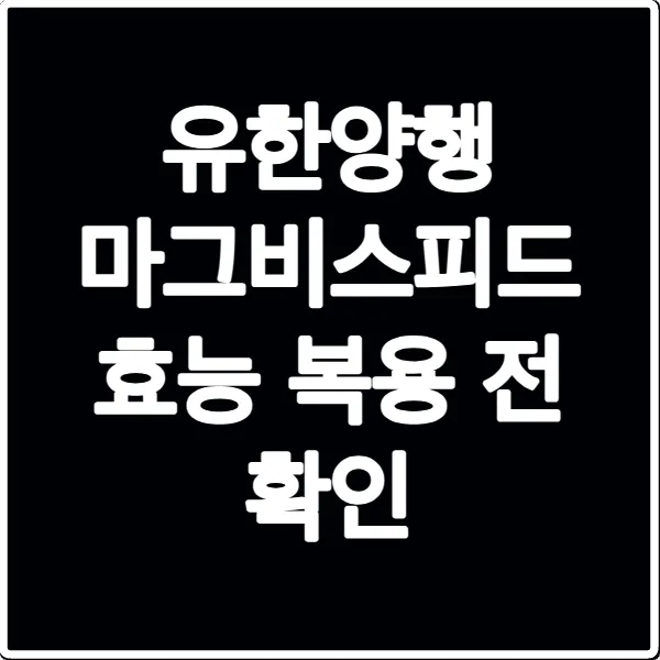 유한양행 마그비스피드 효능 복용 전 확인