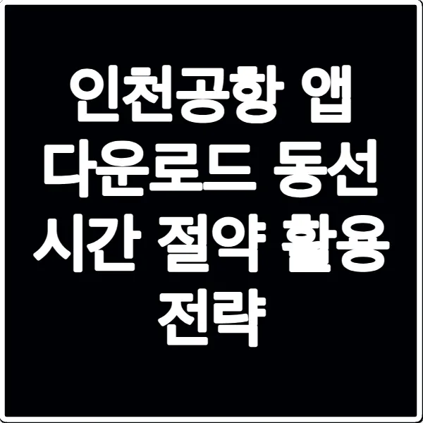 인천공항 앱 다운로드 동선 시간 절약 활용 전략