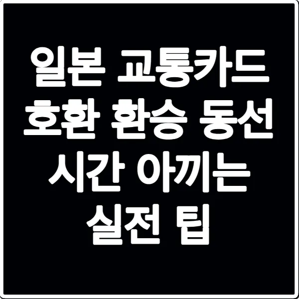 일본 교통카드 호환 환승 동선 시간 아끼는 실전 팁