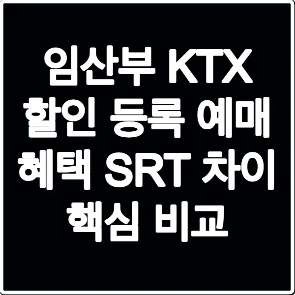 임산부 KTX 할인 등록 예매 혜택 SRT 차이 핵심 비교