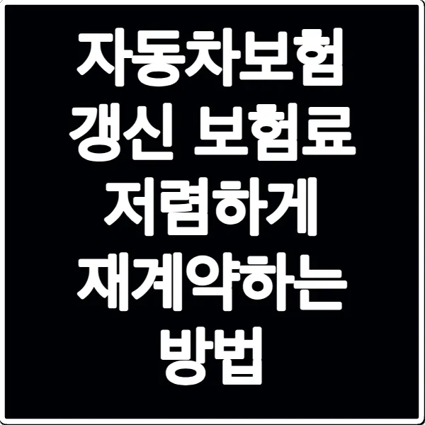 자동차보험 갱신 보험료 저렴하게 재계약하는 방법