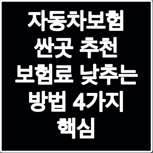 자동차보험 싼곳 추천 보험료 낮추는 방법 4가지 핵심