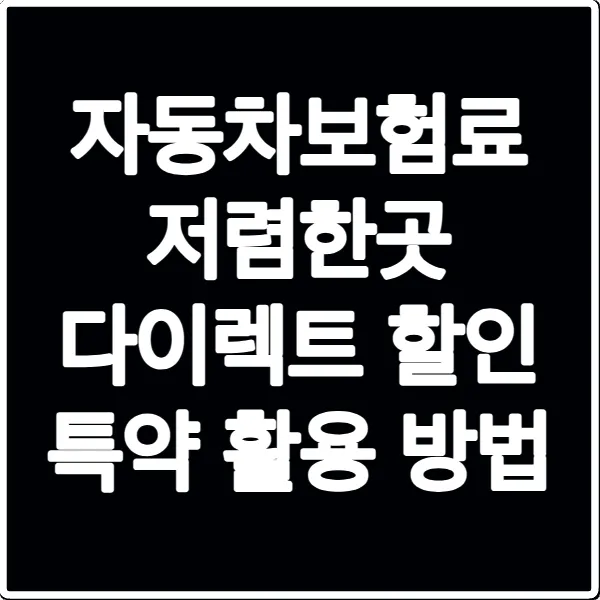 자동차보험료 저렴한곳 다이렉트 할인 특약 활용 방법