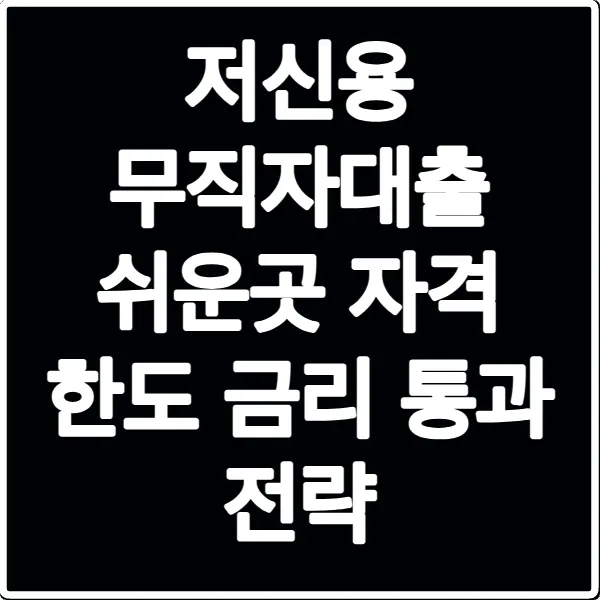 저신용 무직자대출 쉬운곳 자격 한도 금리 통과 전략