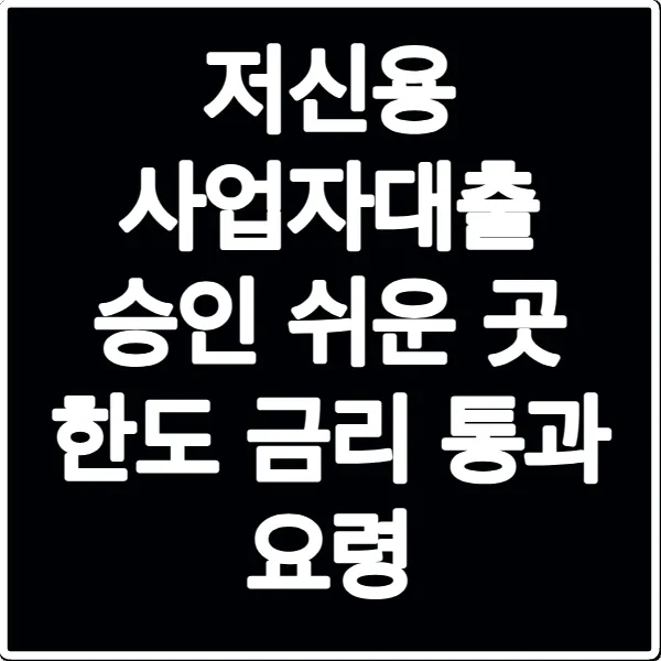 저신용 사업자대출 승인 쉬운 곳 한도 금리 통과 요령