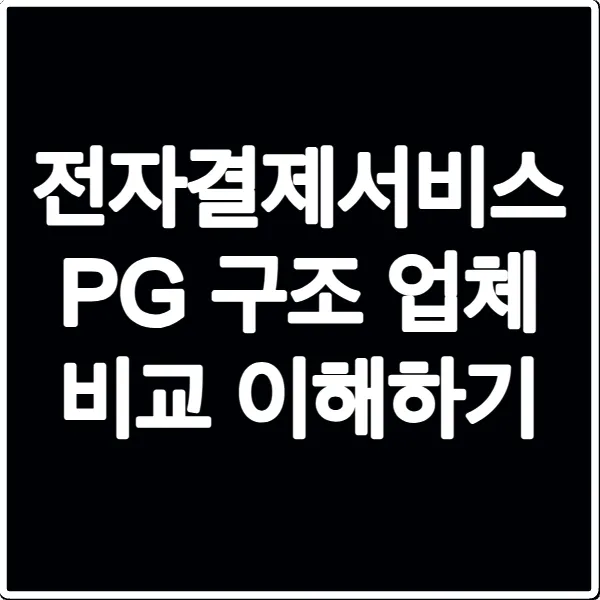 전자결제서비스 PG 구조 업체 비교 이해하기