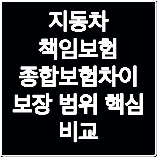 지동차 책임보험 종합보험차이 보장 범위 핵심 비교