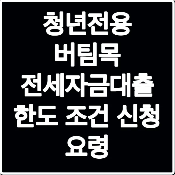 청년전용 버팀목 전세자금대출 한도 조건 신청 요령