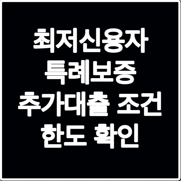 최저신용자 특례보증 추가대출 조건 한도 확인