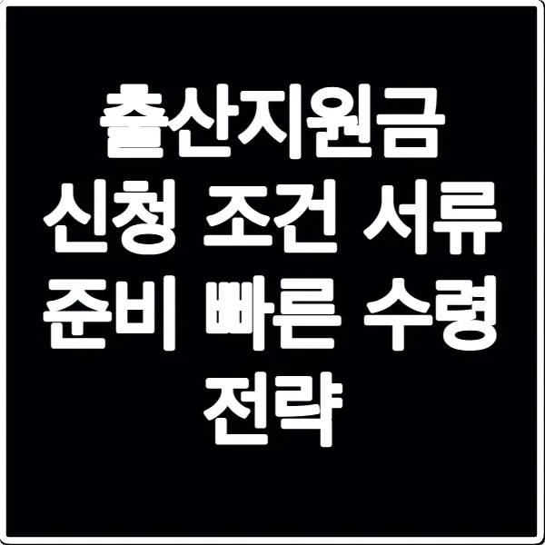 출산지원금 신청 조건 서류 준비 빠른 수령 전략