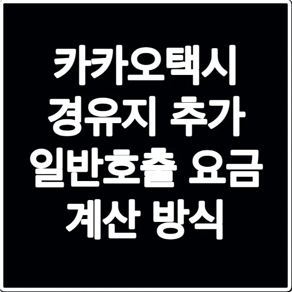 카카오택시 경유지 추가 일반호출 요금 계산 방식