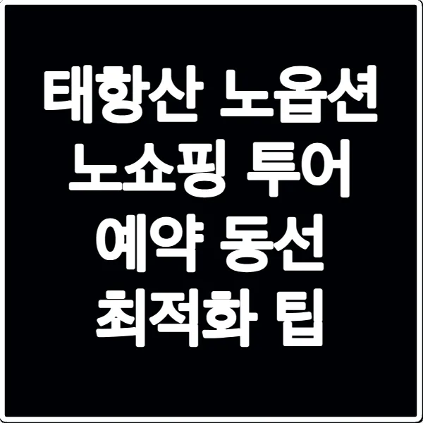 태항산 노옵션 노쇼핑 투어 예약 동선 최적화 팁