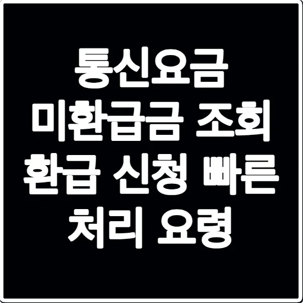 통신요금 미환급금 조회 환급 신청 빠른 처리 요령