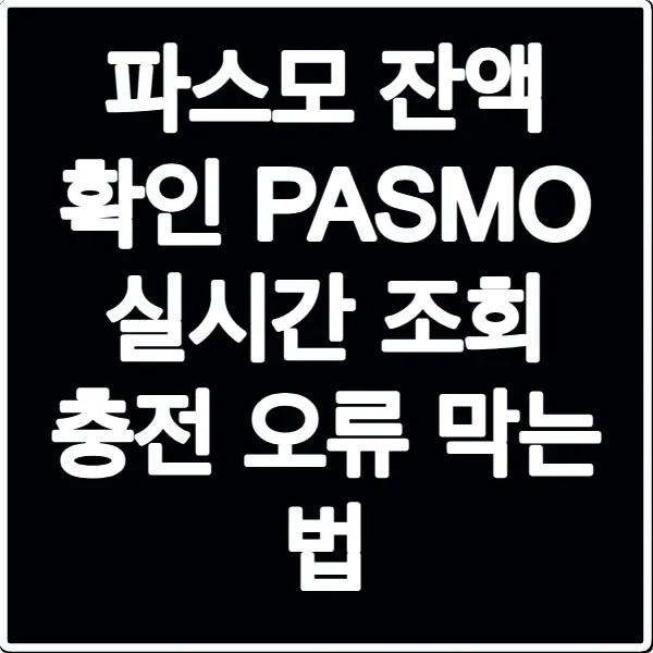 파스모 잔액 확인 PASMO 실시간 조회 충전 오류 막는 법