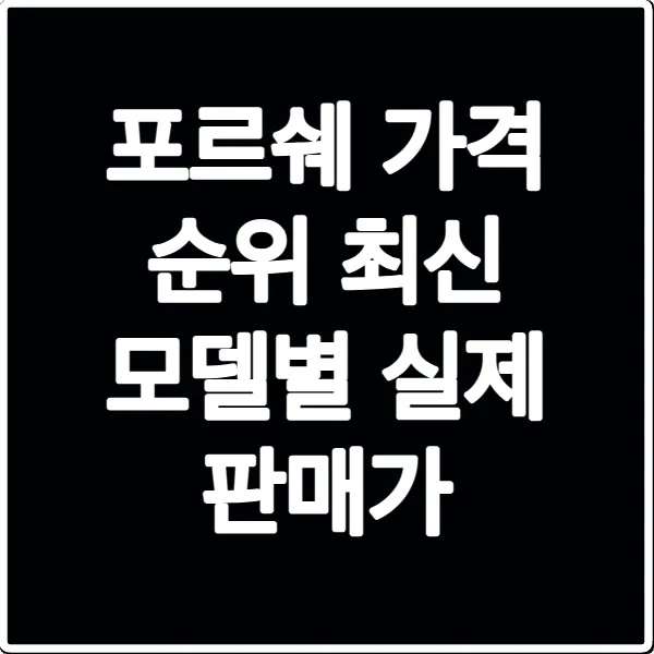 포르쉐 가격 순위 최신 모델별 실제 판매가