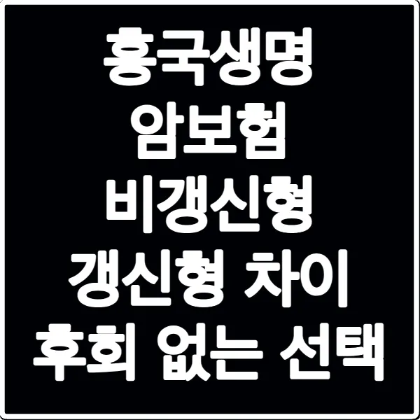 흥국생명 암보험 비갱신형 갱신형 차이 후회 없는 선택
