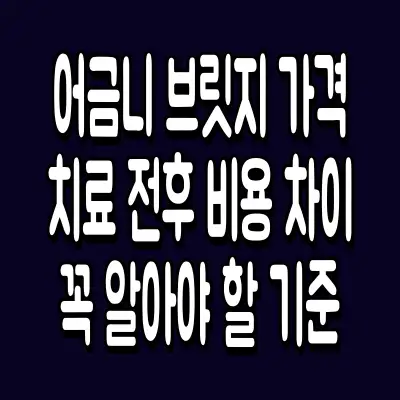 어금니 브릿지 가격 치료 전후 비용 차이 꼭 알아야 할 기준